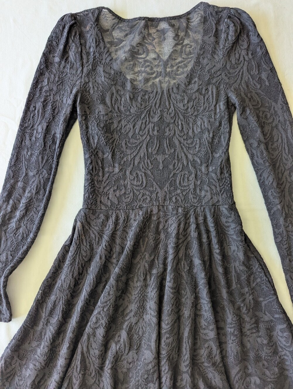 Free People Y2K Long Sleeve Lace Dress With Tulle Skirt Detail - Picture 5 of 13